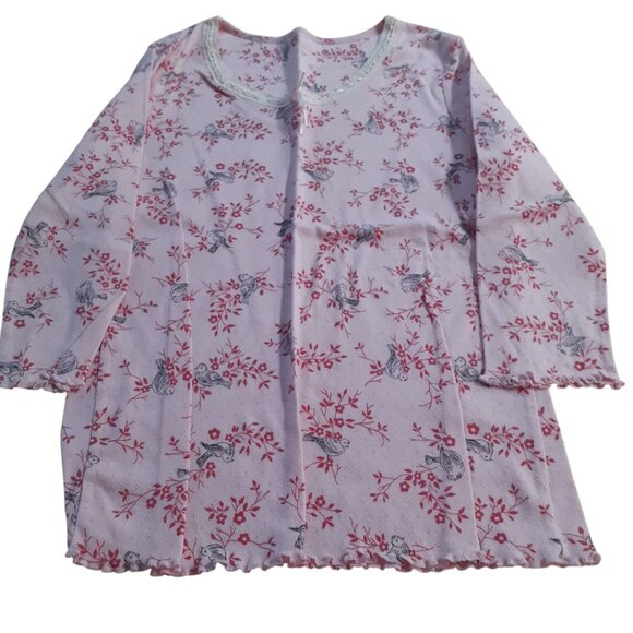 Laura Scott Womens Pajama Set Medium Pink Floral Print Cotton Blend Lace Trim - Picture 2 of 6